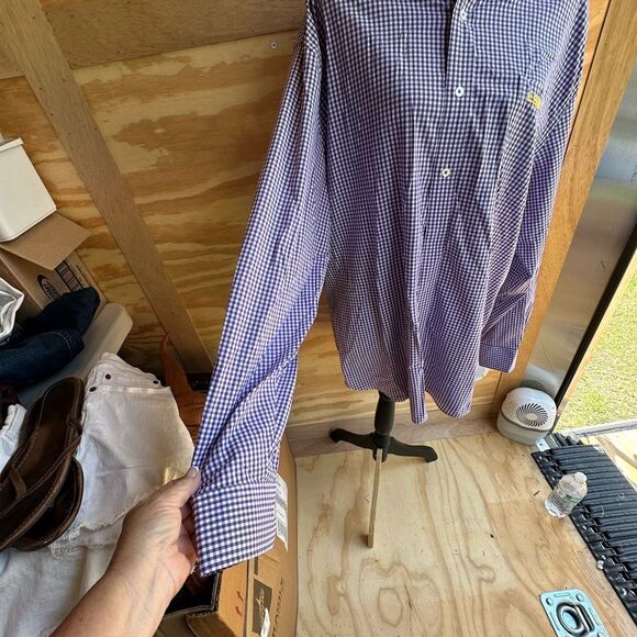 Men's Southern Tide Purple Checkered Shirt - Picture 4 of 5